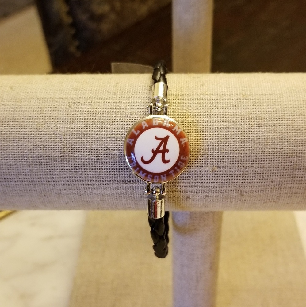 🏈Alabama Crimson Tide Snap Leather Braid Bracelet